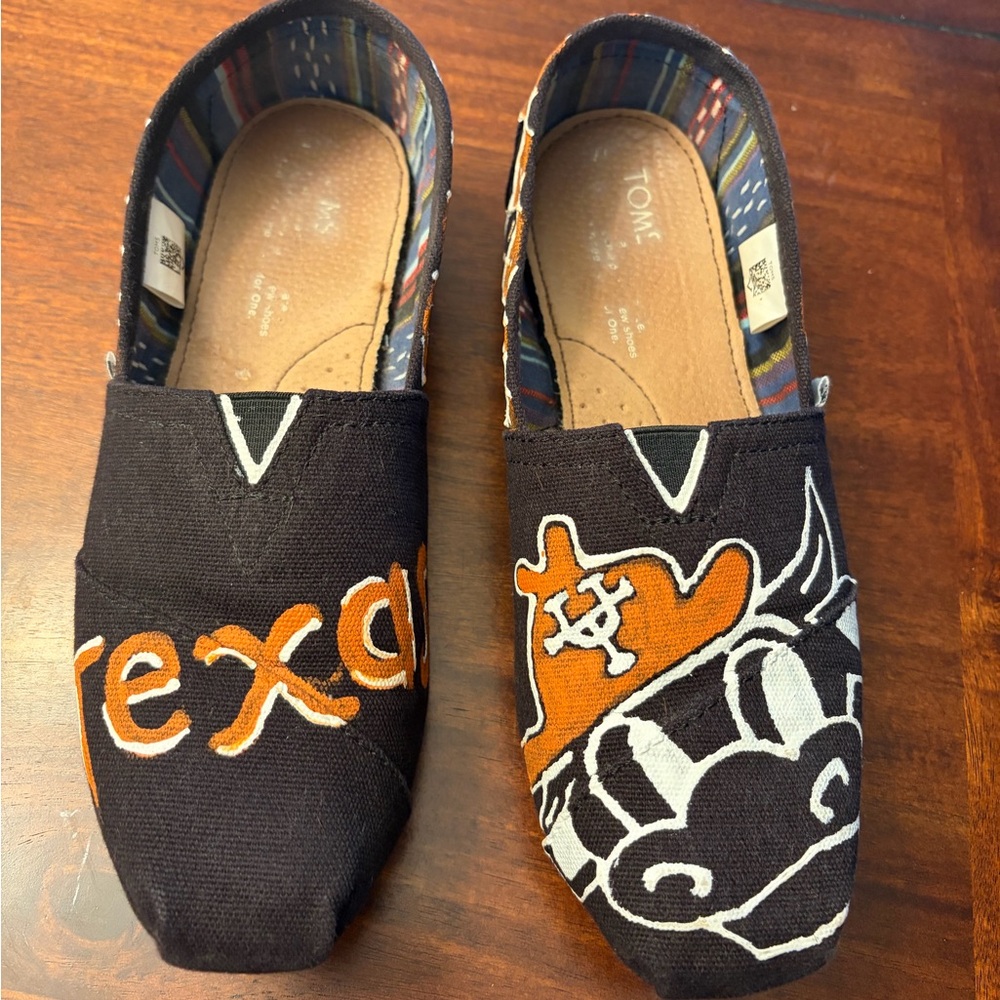 TOMS custom Black and Orange UT hand painted